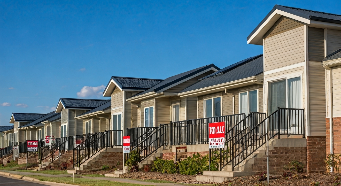 Row of bungalows for sale